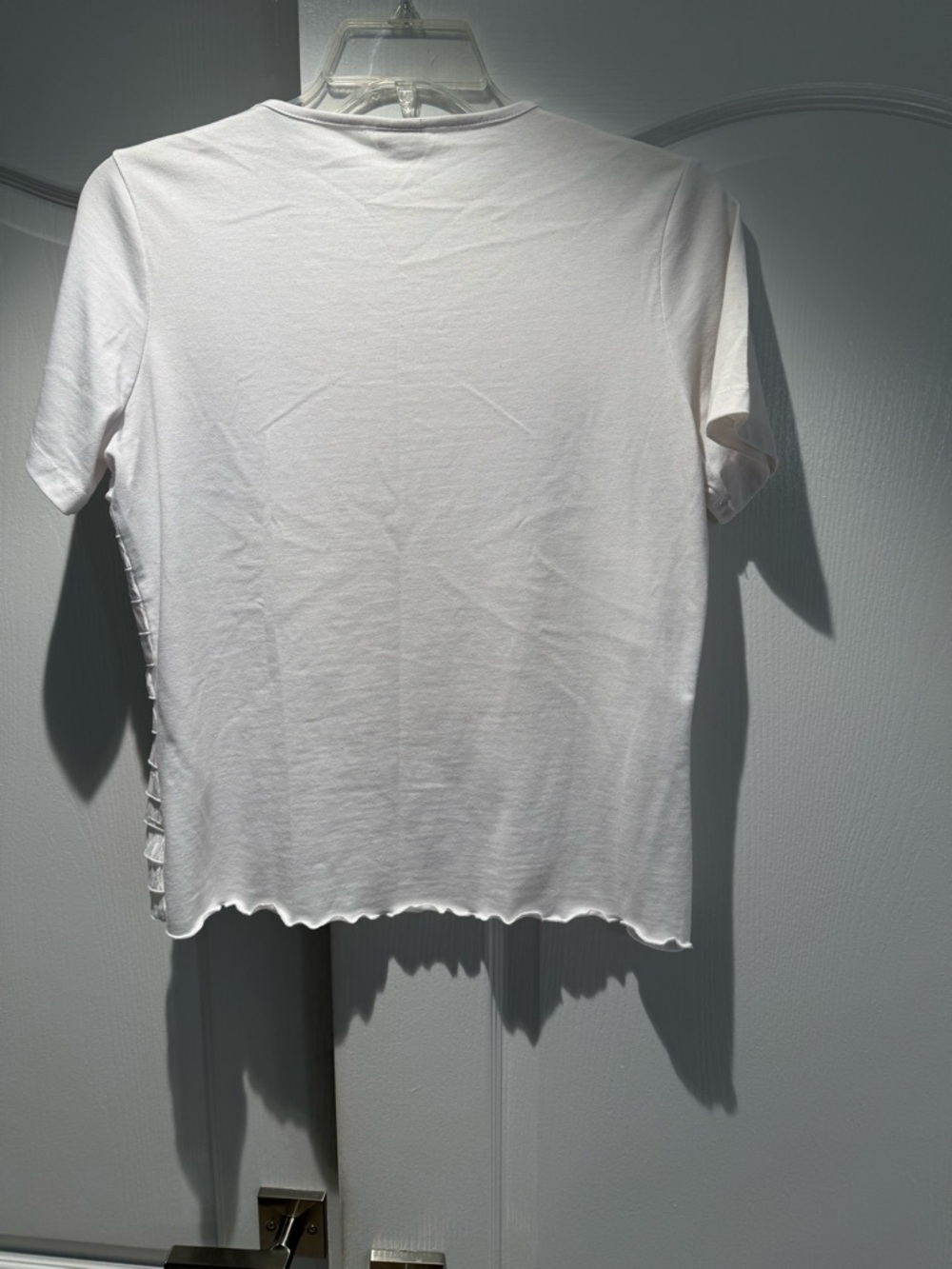 White Short Sleeve Ruffle Texture Tee - Picture 2 of 4